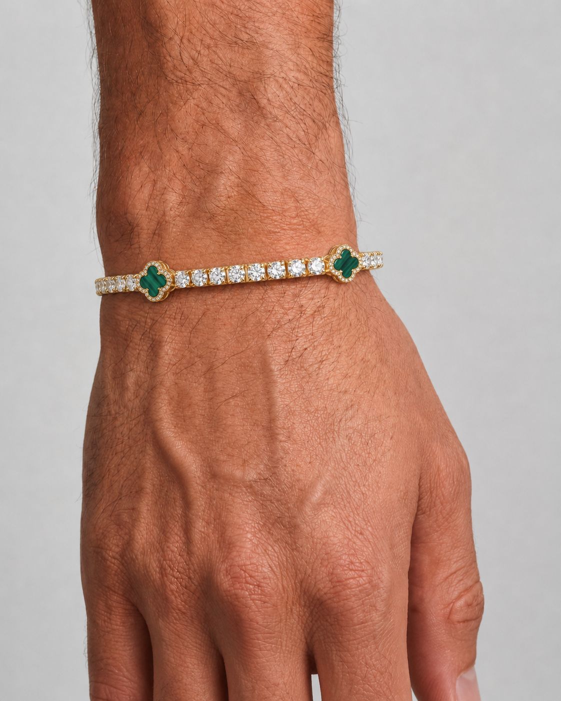 Clover Bracelet | Malachite Gold