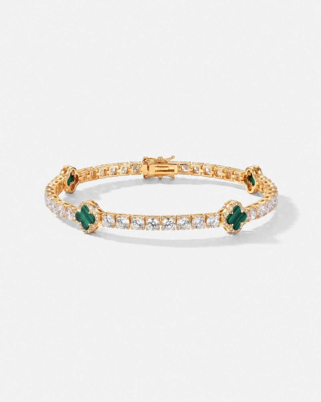Clover Bracelet | Malachite Gold