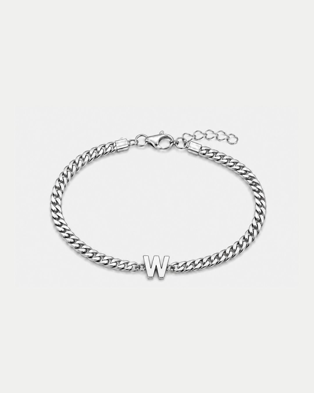 Cuban Bracelet Initial | Silver