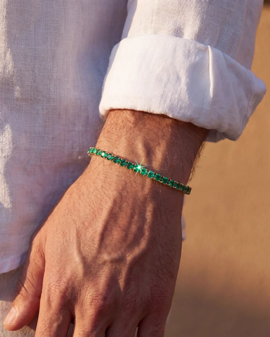 Tennis Bracelet | Emerald Green 14K Gold