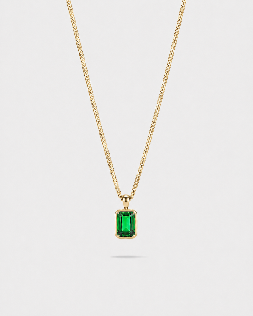 Emerald Pendant Necklace | 1 Carat 18K Gold