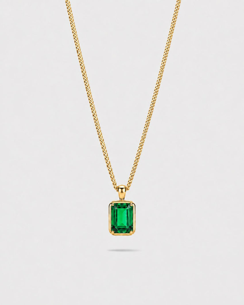 Emerald Pendant Necklace | 2 Carat 18K Gold
