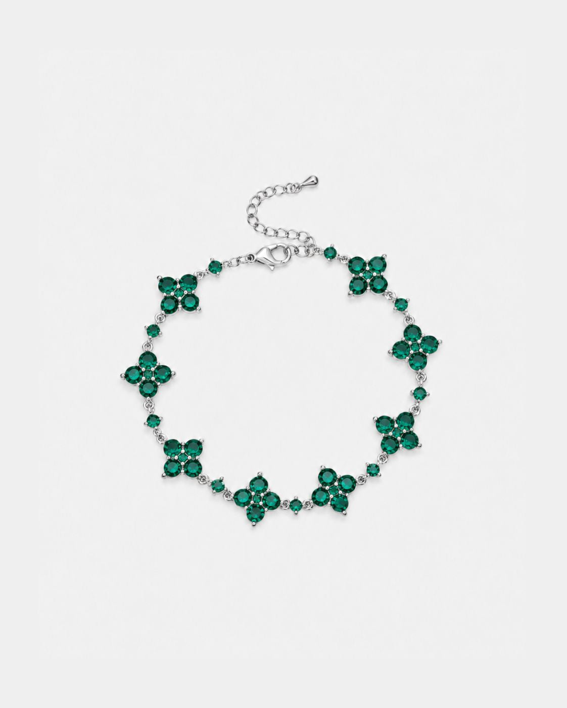 Fortuna Bracelet | Green Stone Silver