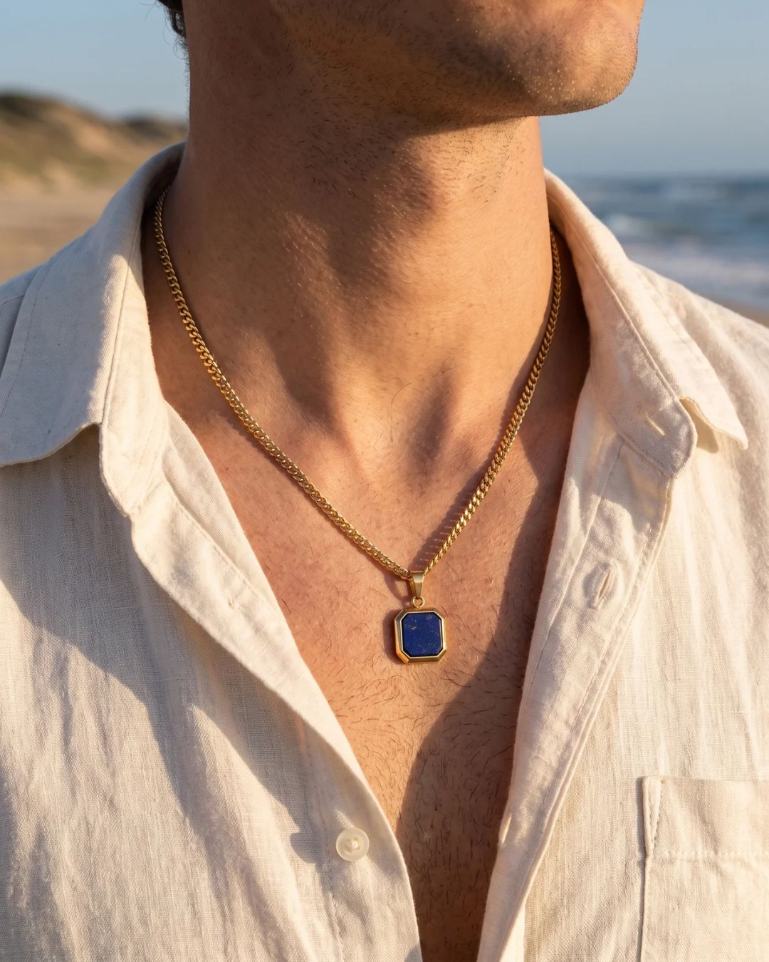 Lapis Lazuli Pendant Necklace | Gold