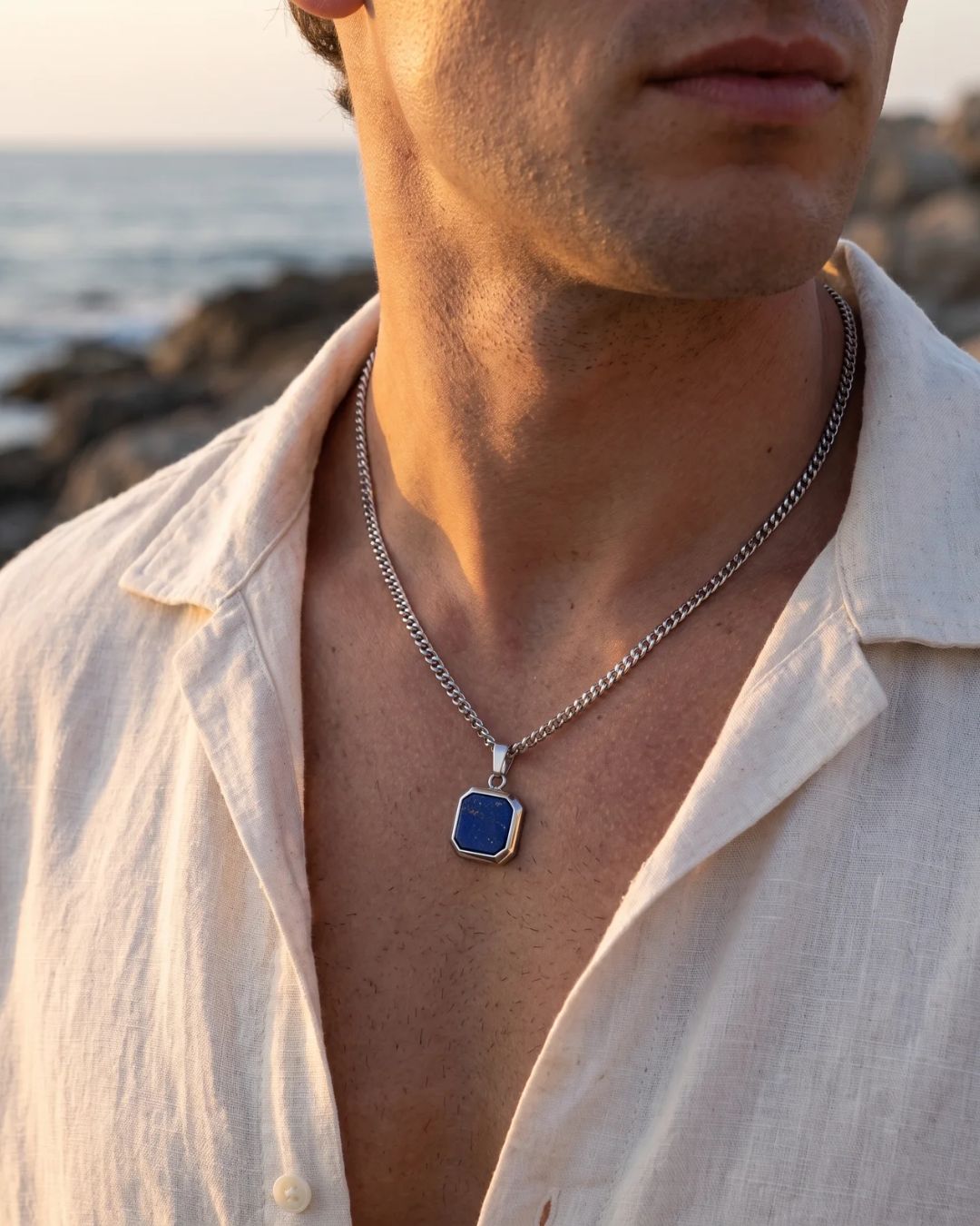 Lapis Lazuli Pendant Necklace | Silver