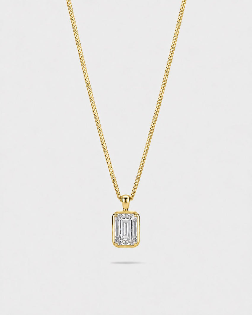 Moissanite Pendant Necklace | 2 Carat 18K Gold