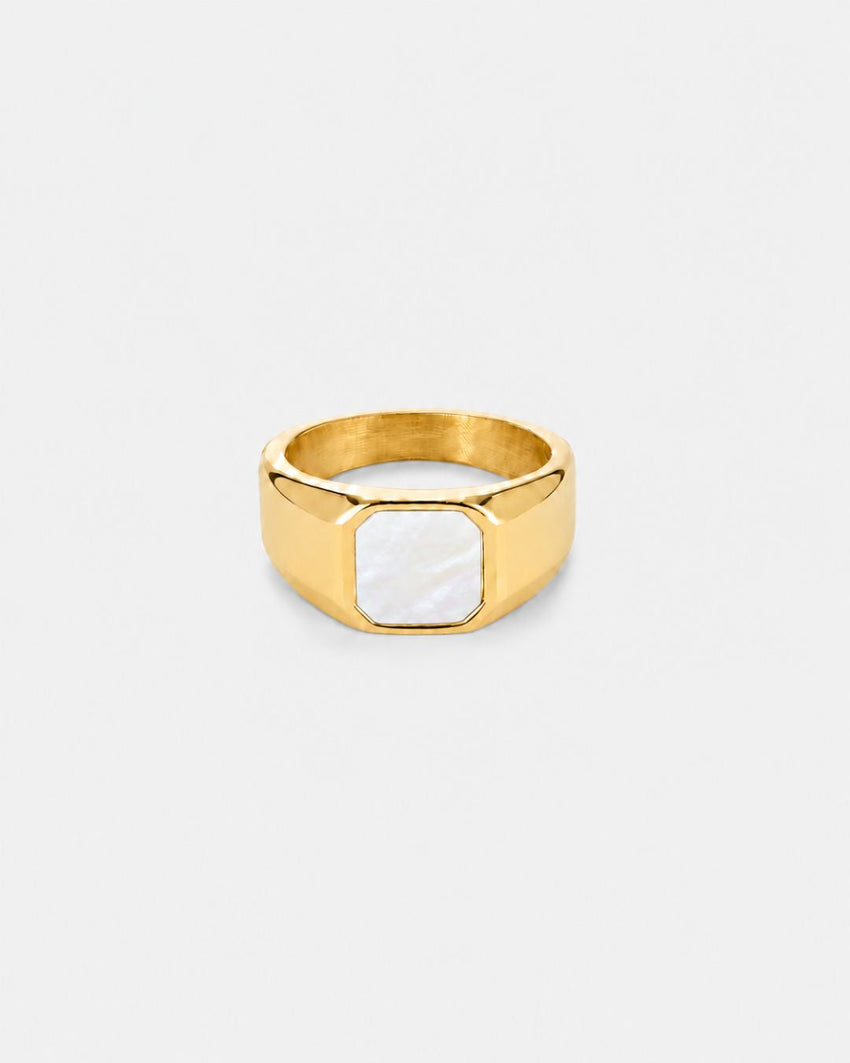 Mother of Pearl Signet Ring | Gold