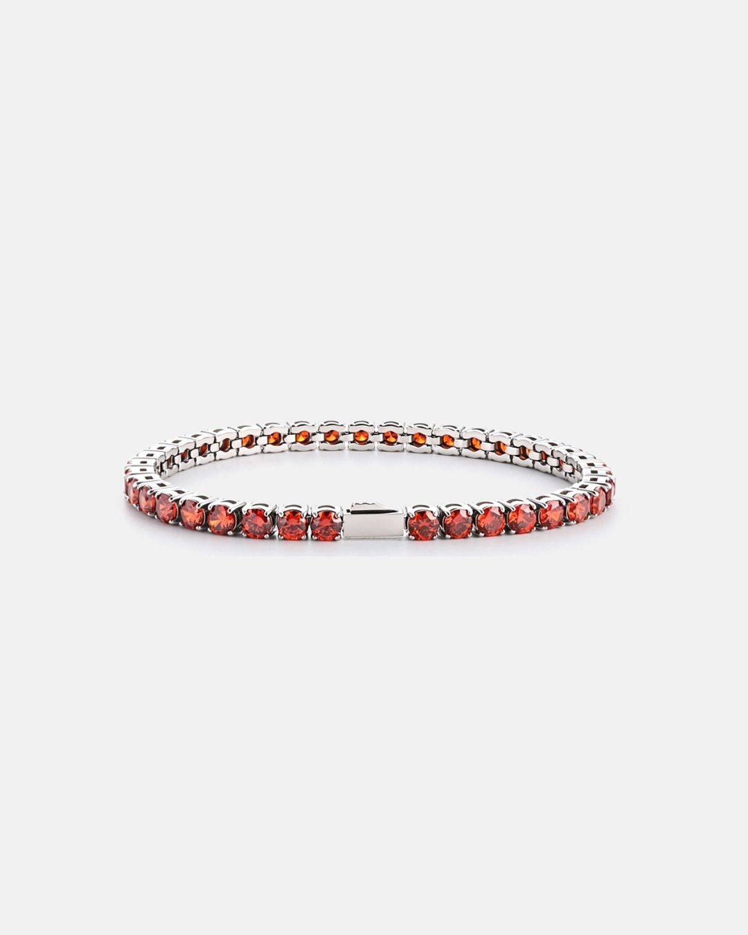 Ruby Tennis Bracelet 4mm | Stainless Steel Silver