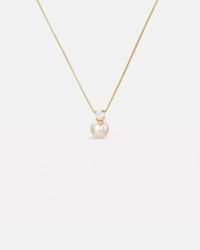 Pearl Zirconia Necklace | Gold