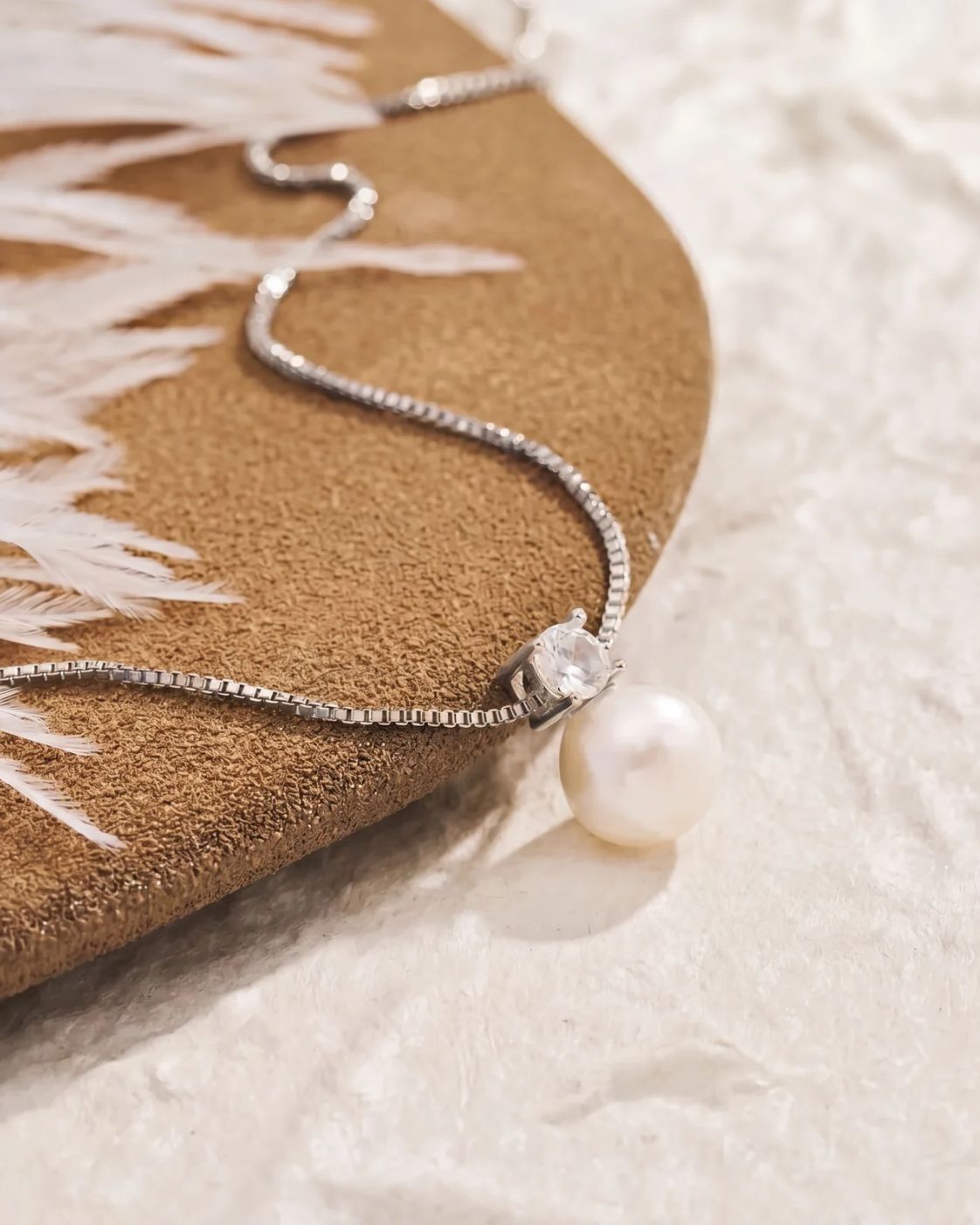 Pearl Zirconia Necklace | Silver
