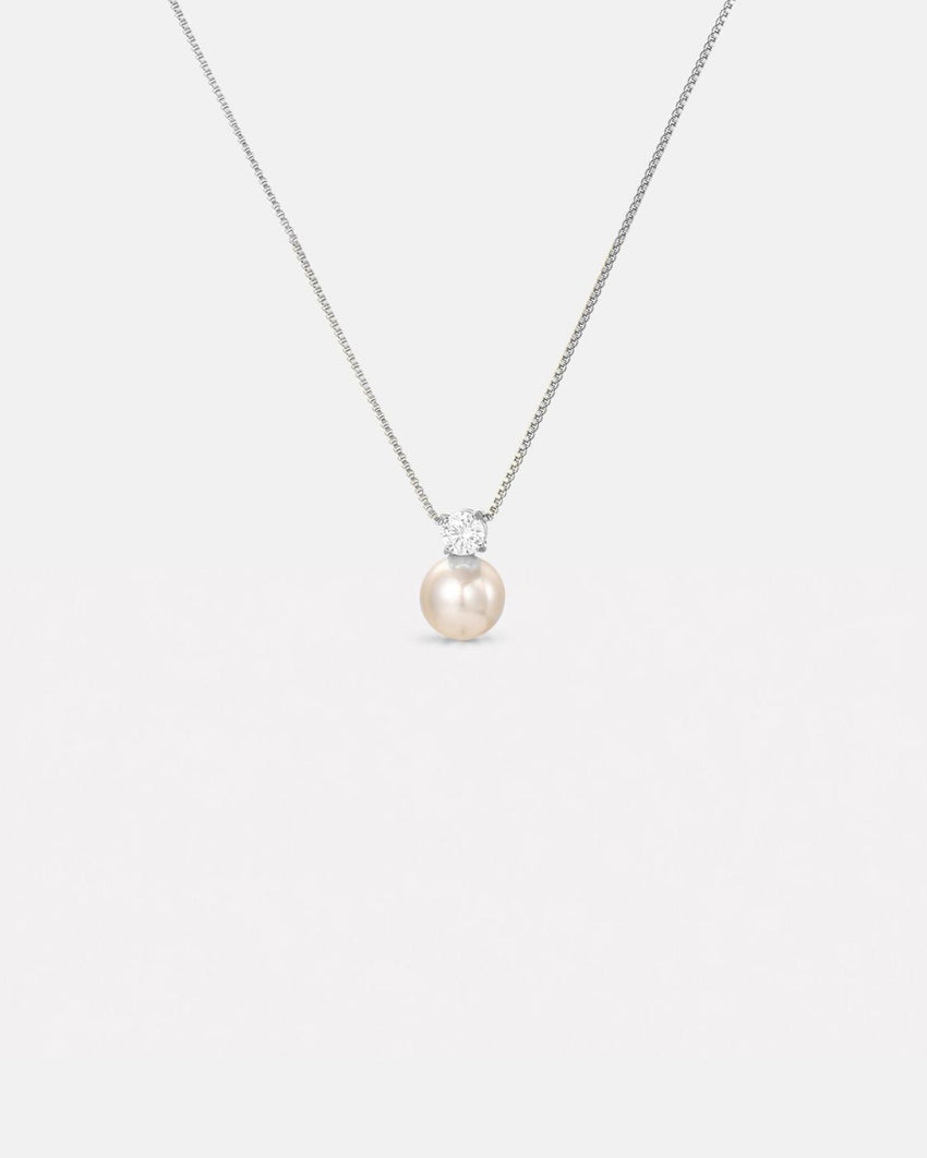Pearl Zirconia Necklace | Silver