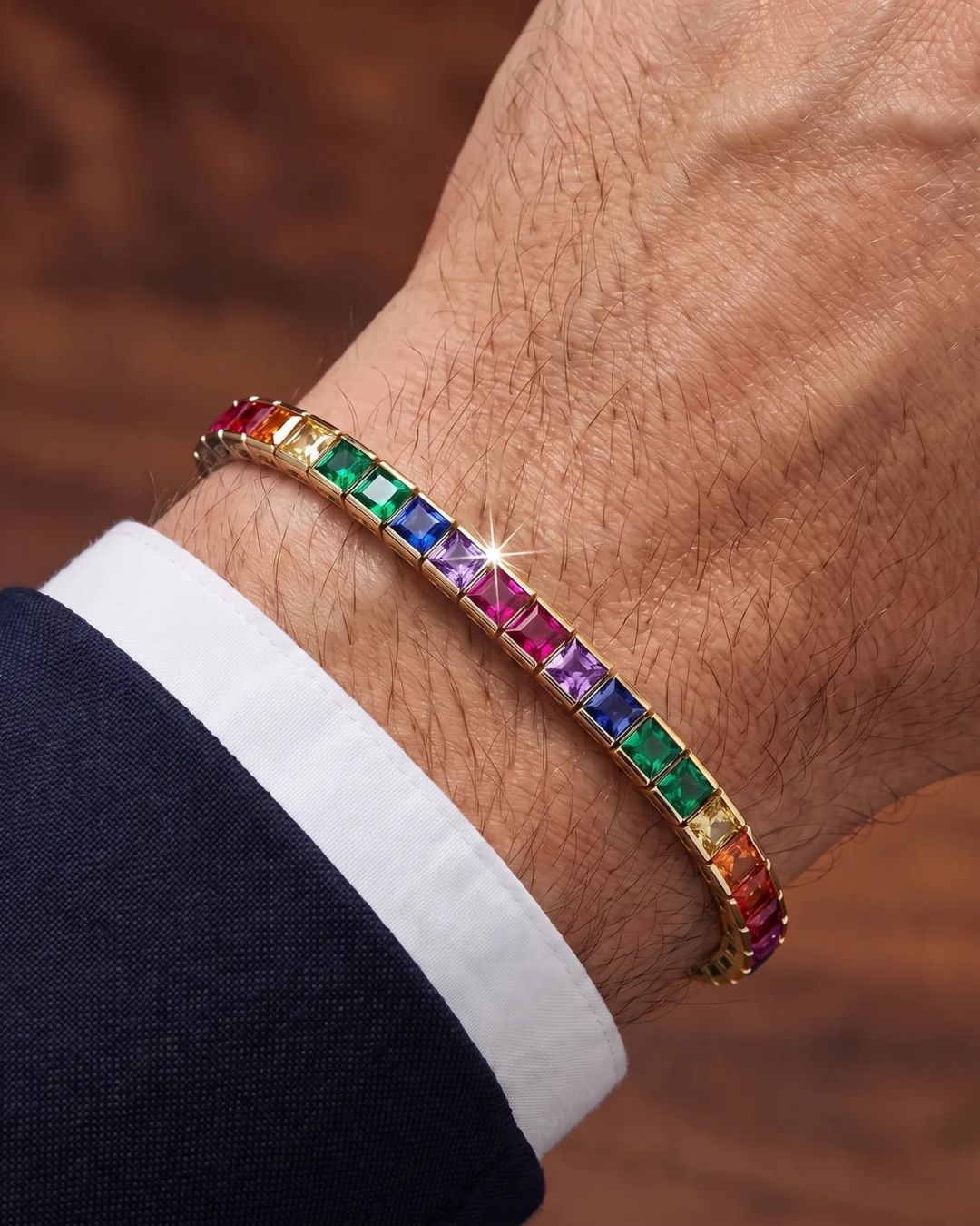Tennis Bracelet | Rainbow 18K Gold