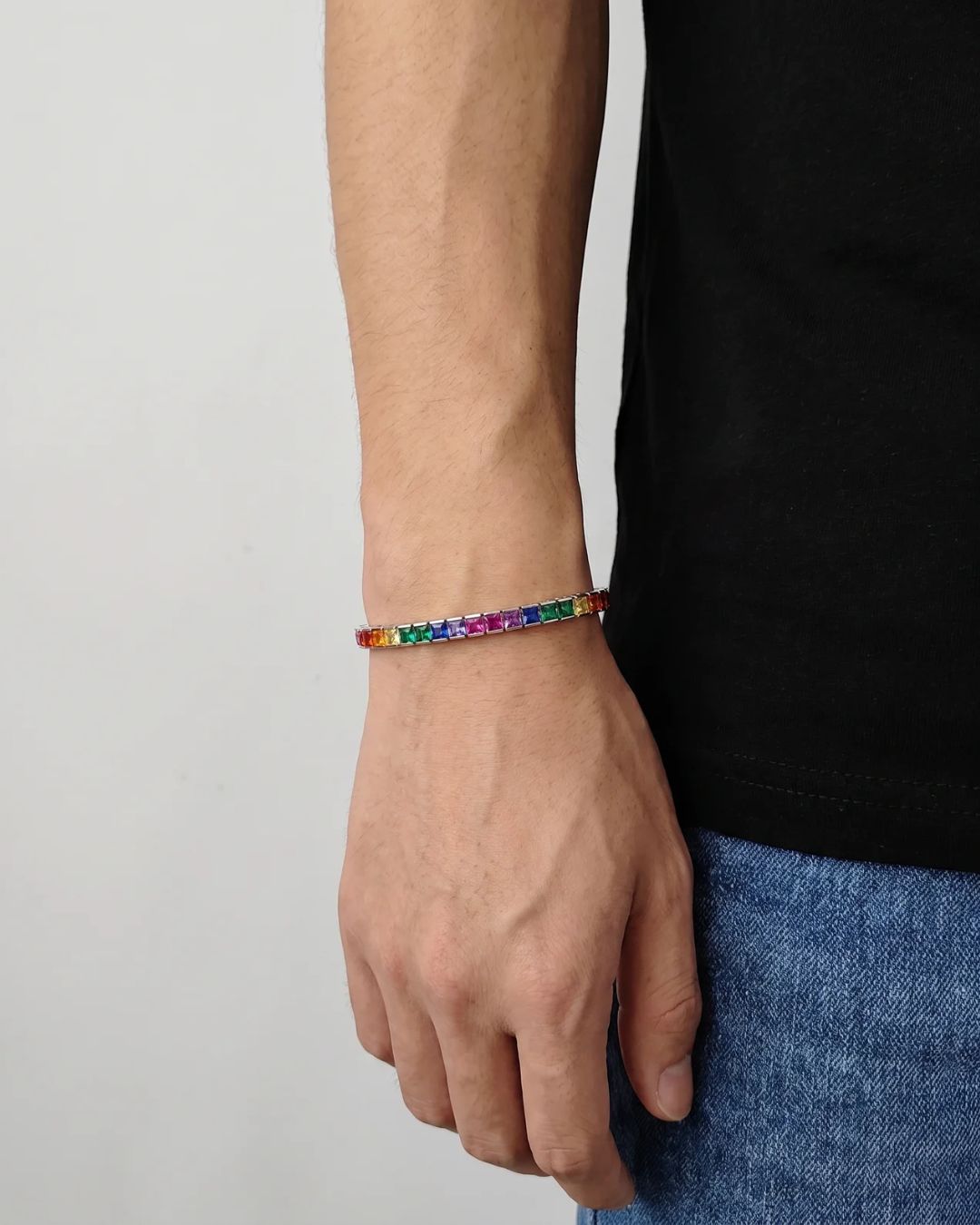 Tennis Bracelet | Rainbow Silver