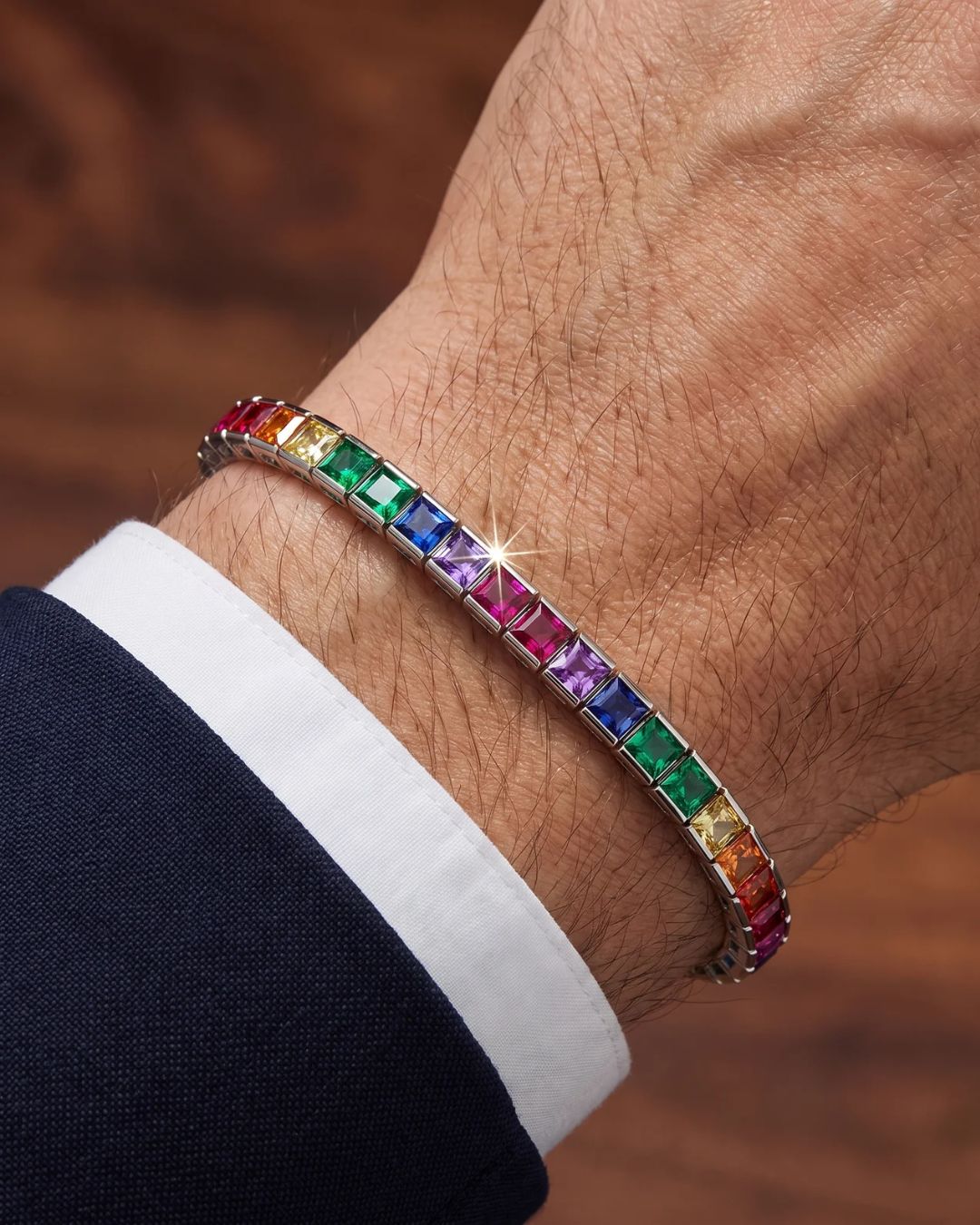 Tennis Bracelet | Rainbow Silver