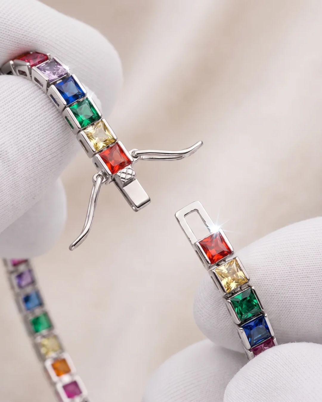 Tennis Bracelet | Rainbow Silver