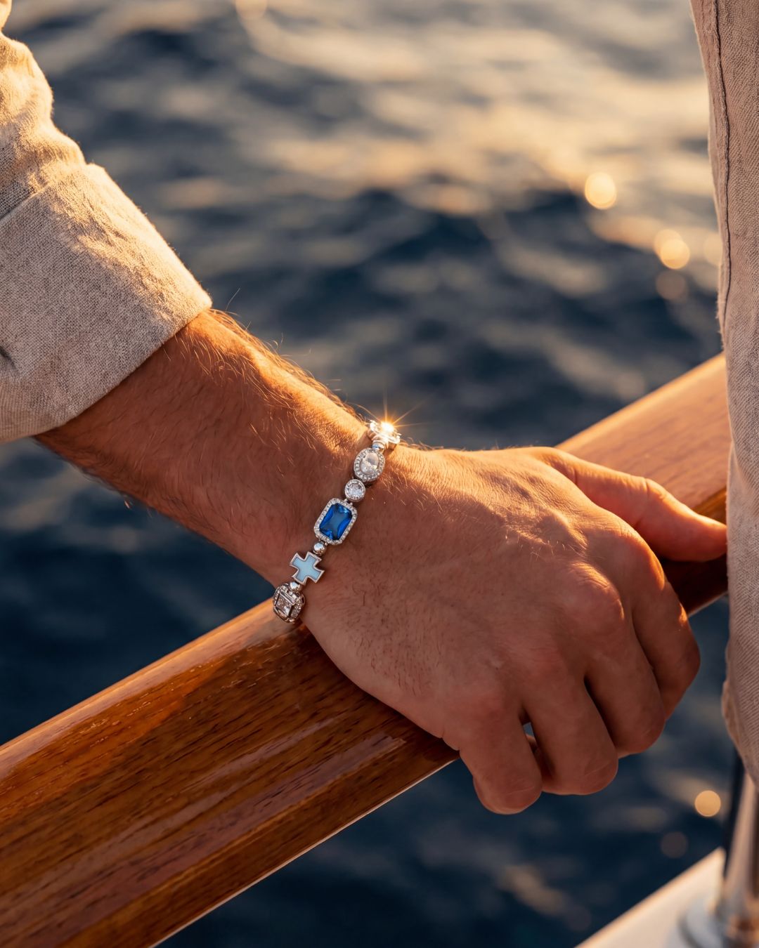 Royal Azure Mosaic Bracelet | Silver