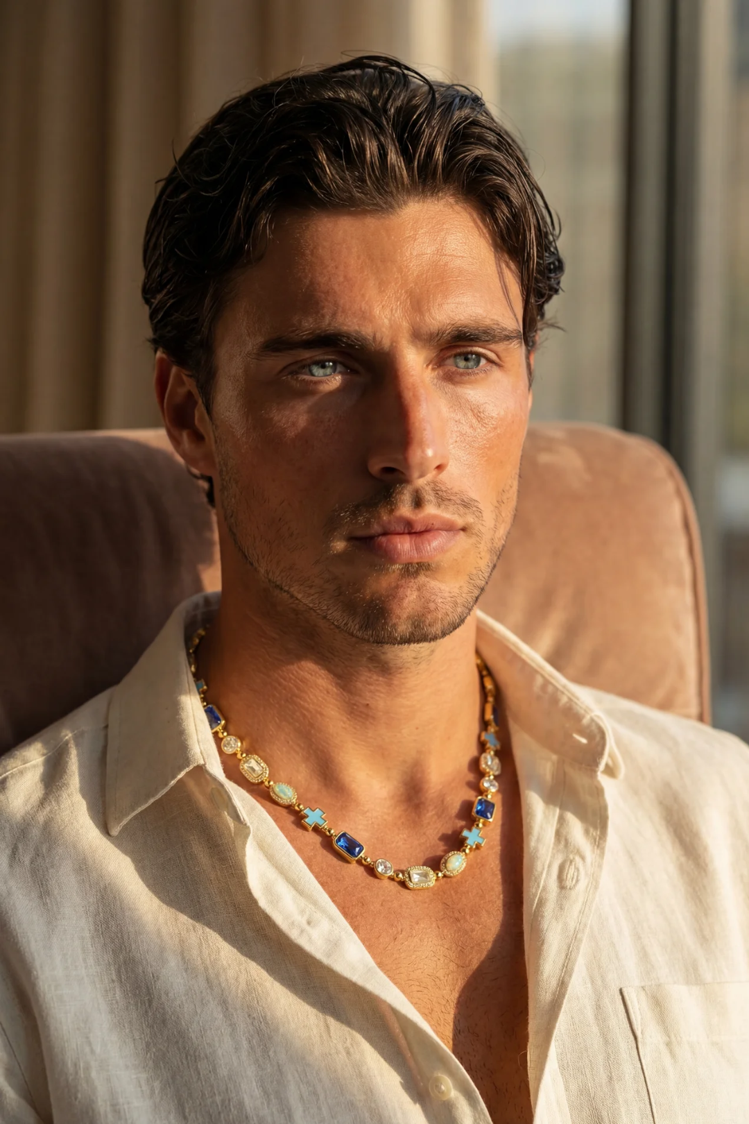 Royal Azure Mosaic Necklace | 18K Gold