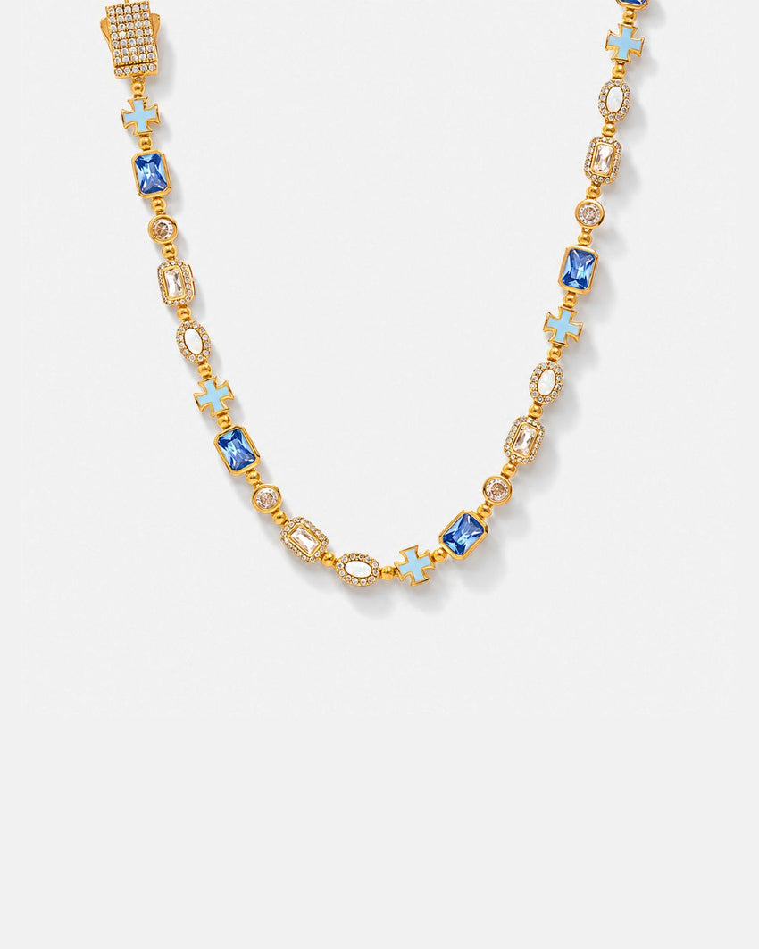 Royal Azure Mosaic Necklace | 18K Gold