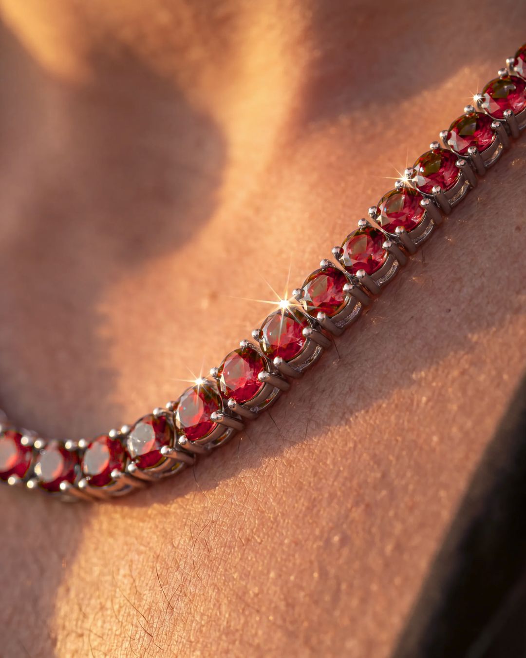 Tennis Necklace | Ruby Red Silver