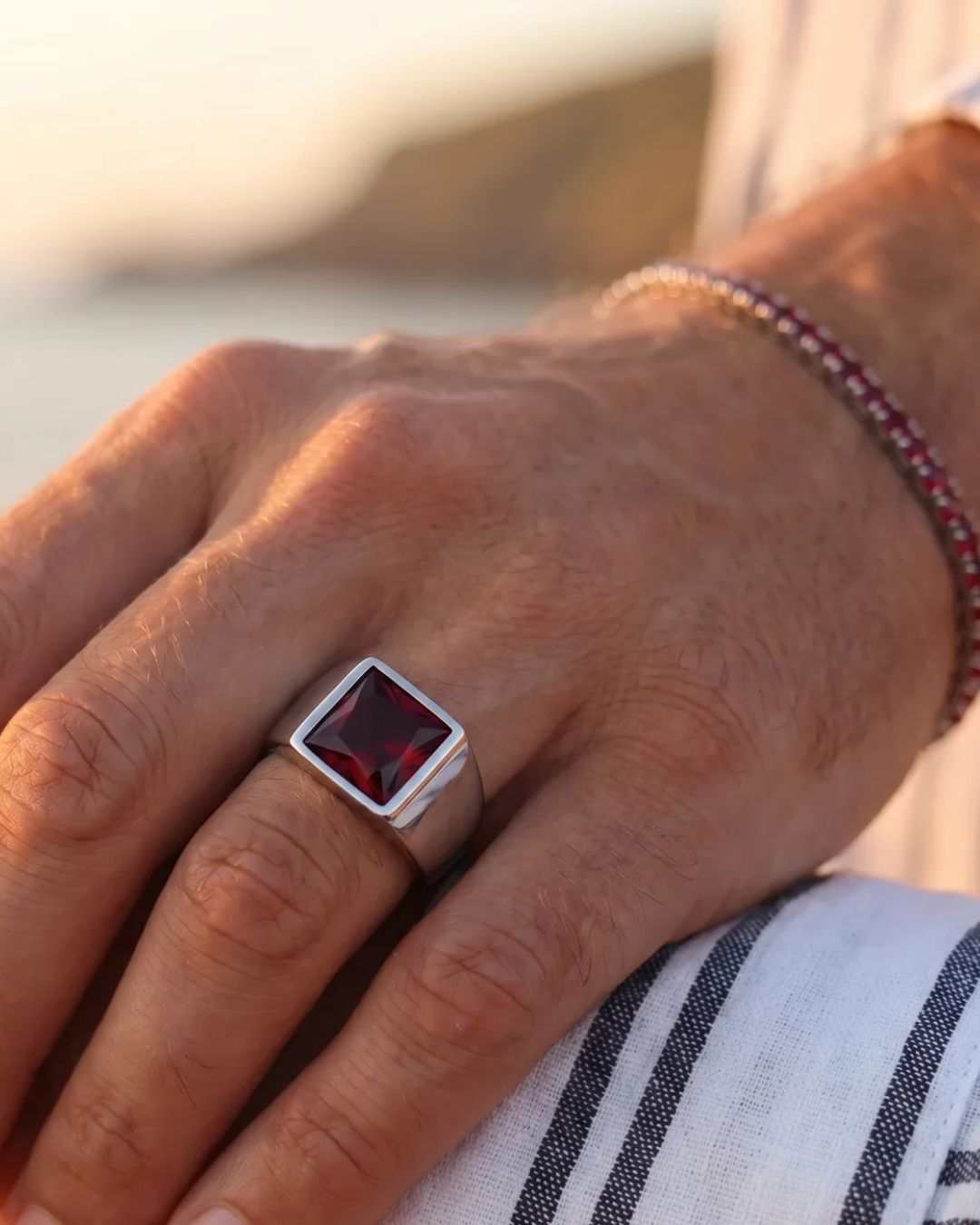 Ruby Ring | Titanium Steel