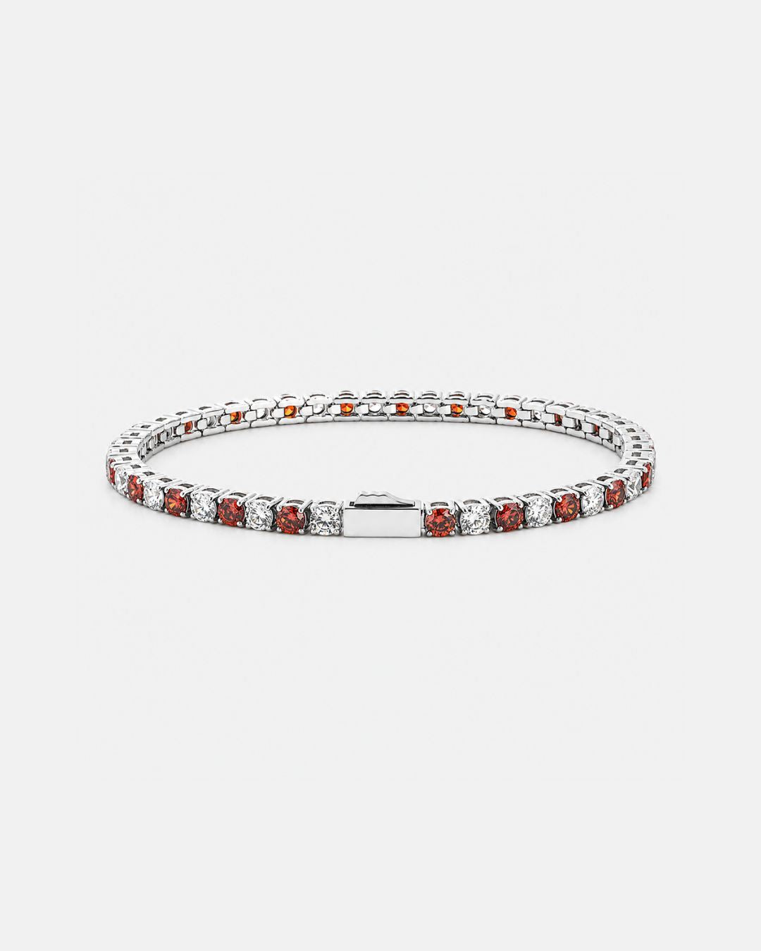 Ruby & Quartz Tennis Bracelet 4mm | Stainless Steel Silver