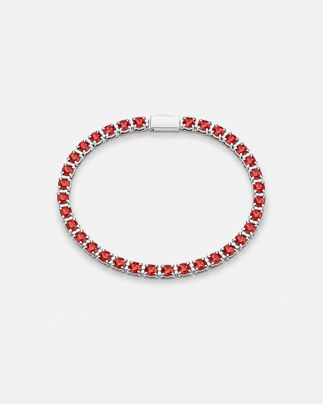 Ruby Tennis Bracelet 4mm | Stainless Steel Silver