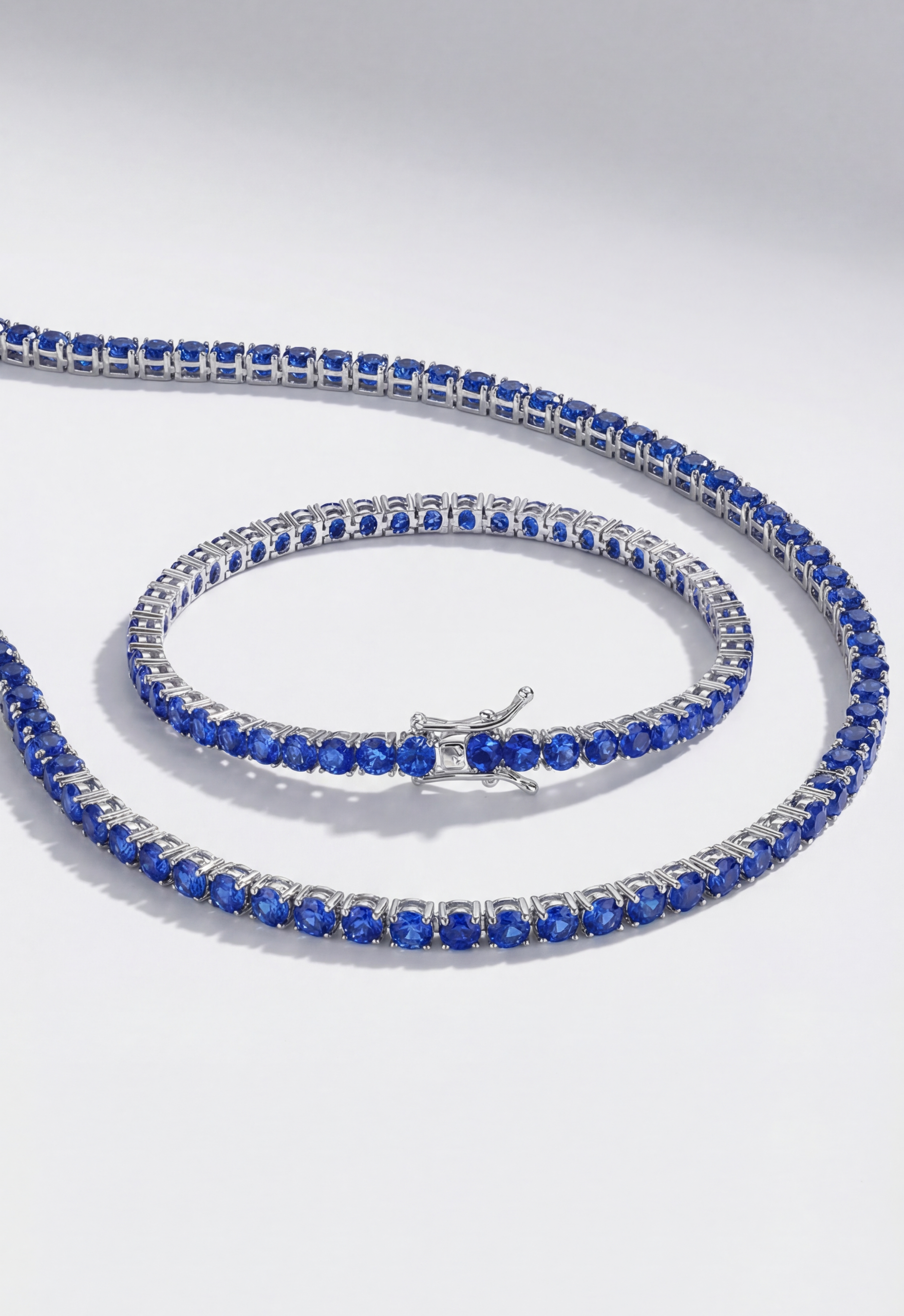 Tennis Necklace | Sapphire Blue Silver
