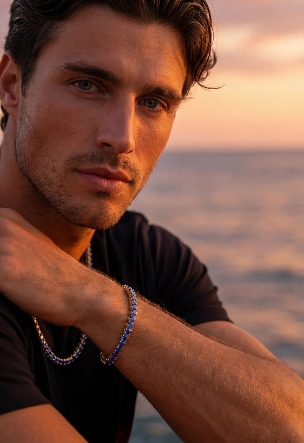 Tennis Necklace | Sapphire Blue Silver