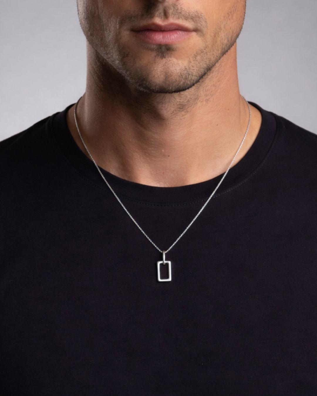 Silhouette Frame Necklace | Silver Plated