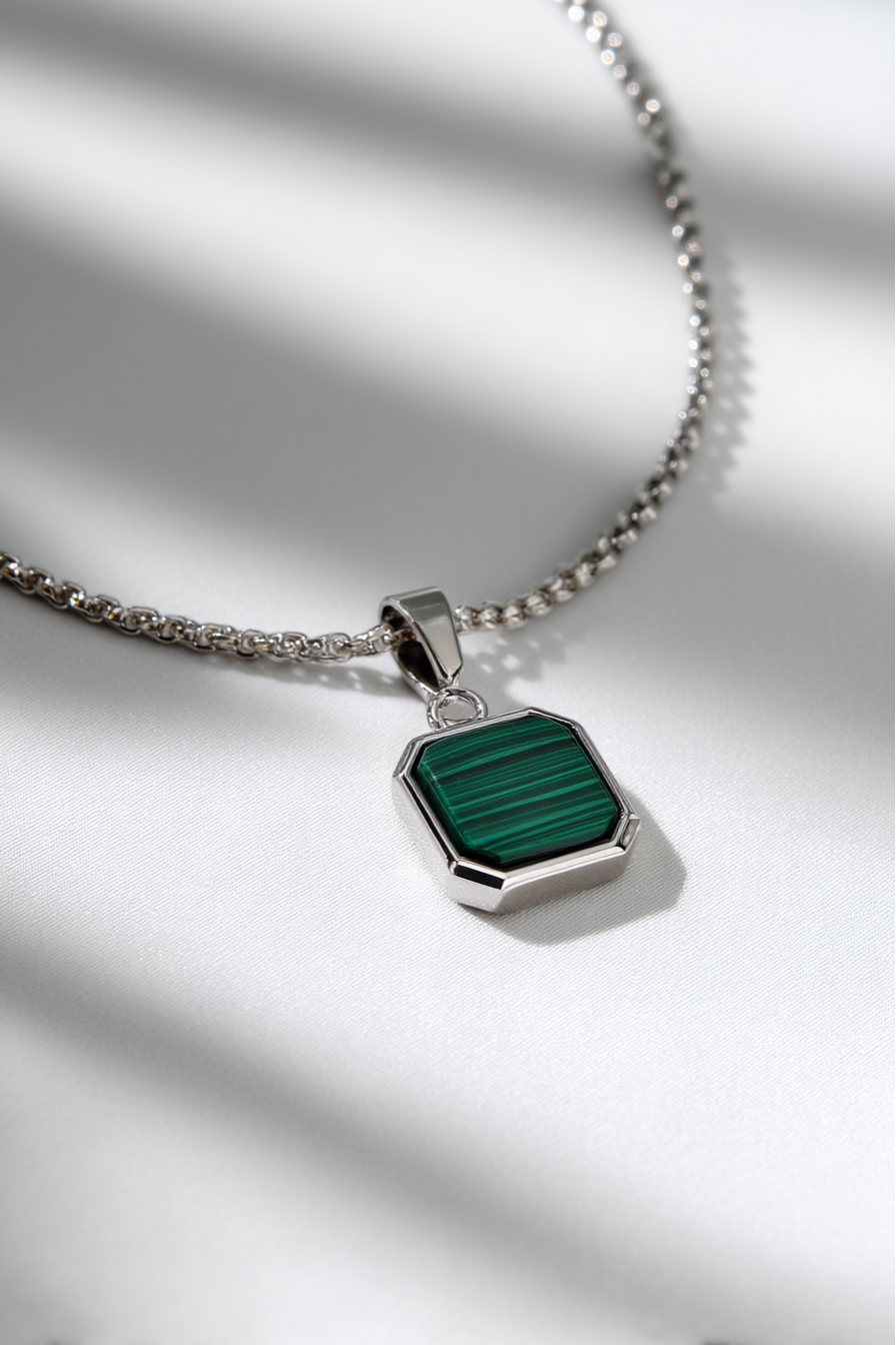 Malachio Necklace | Malachite Silver