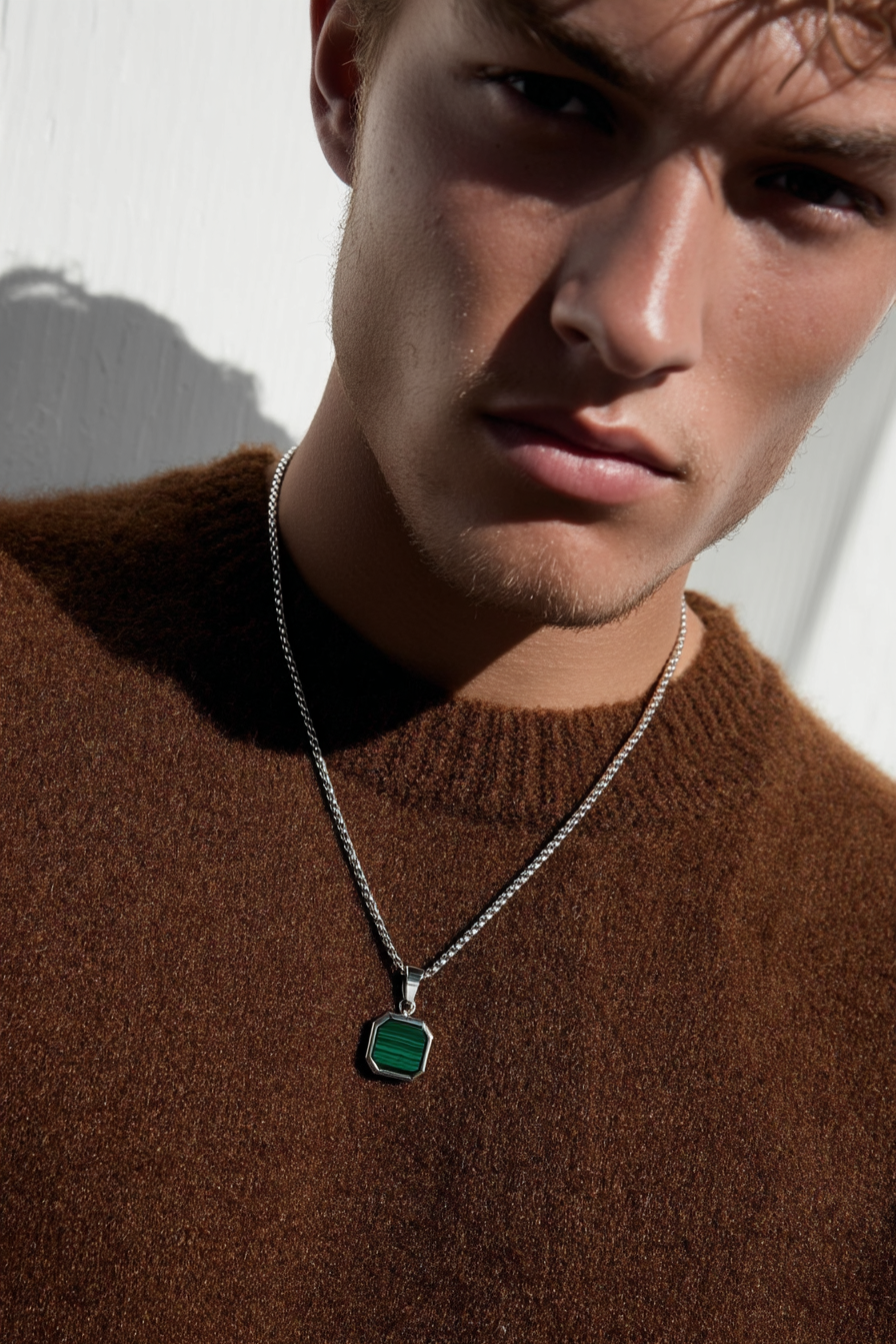 Malachio Necklace | Malachite Silver