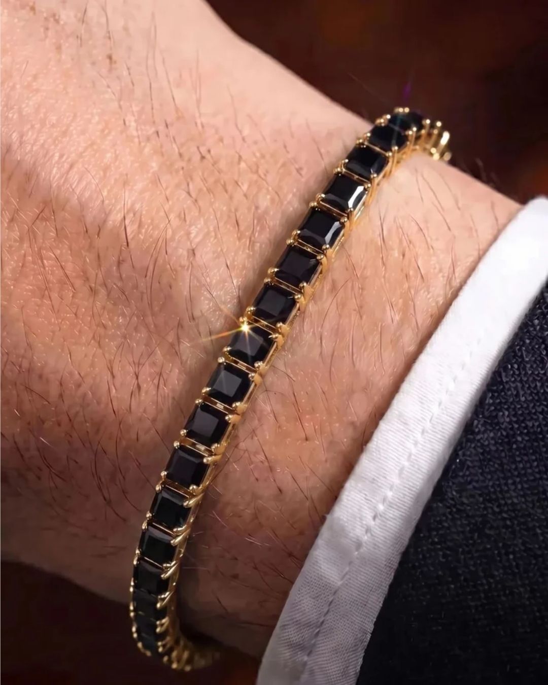 Square Tennis Bracelet | Onyx Black 18K Gold