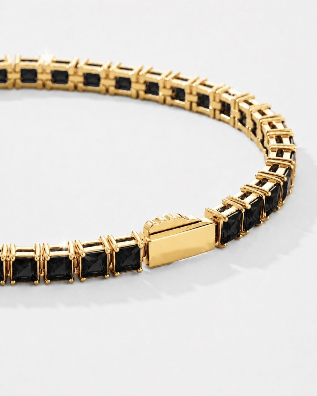 Square Tennis Bracelet | Onyx Black 18K Gold