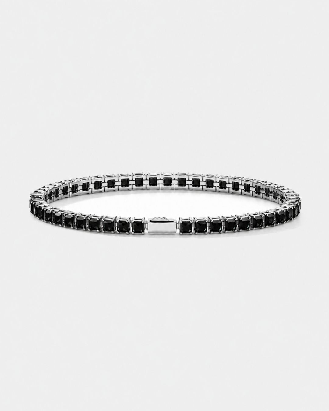 Square Tennis Bracelet | Onyx Black Silver