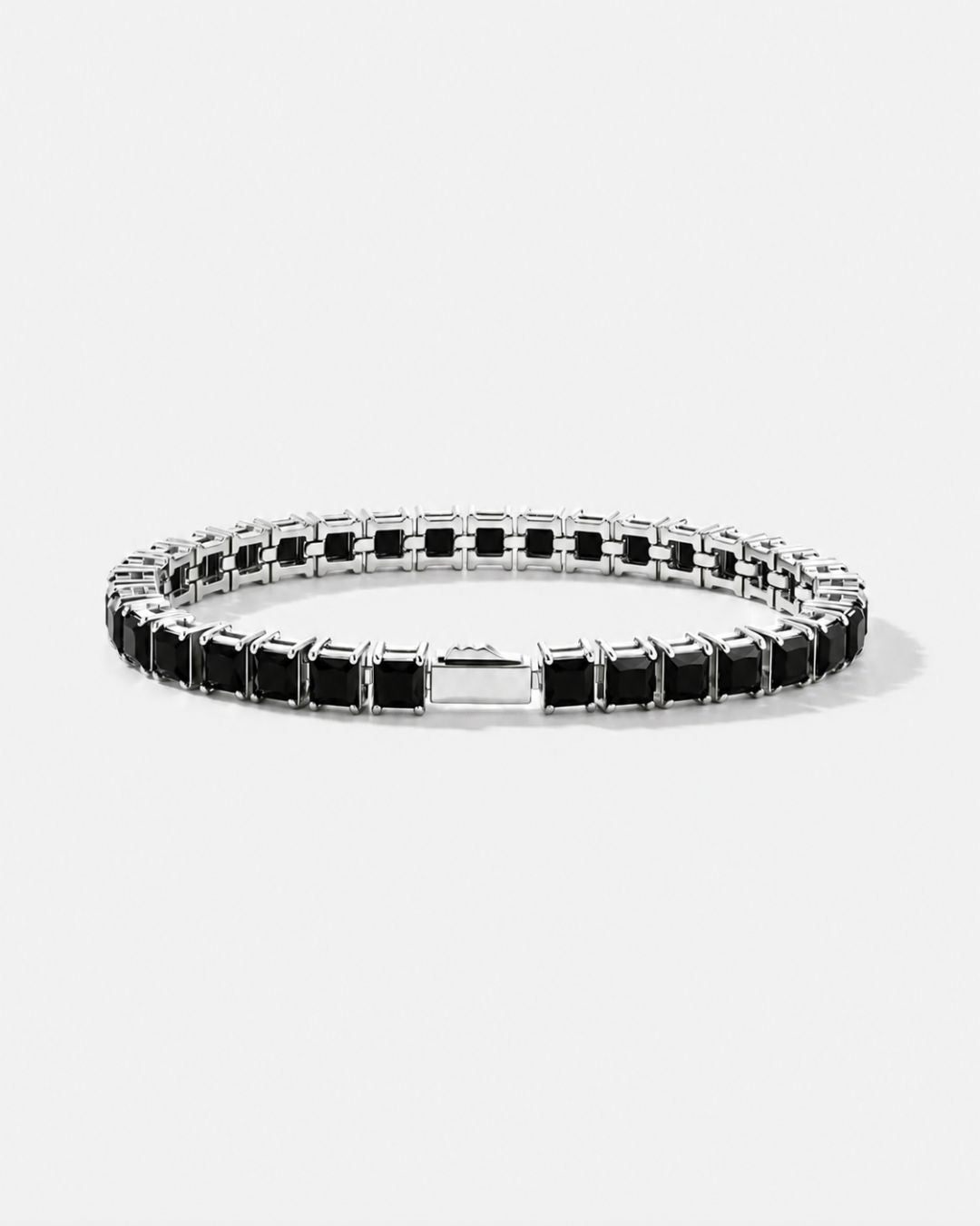 Square Tennis Bracelet 5mm | Onyx Black Silver