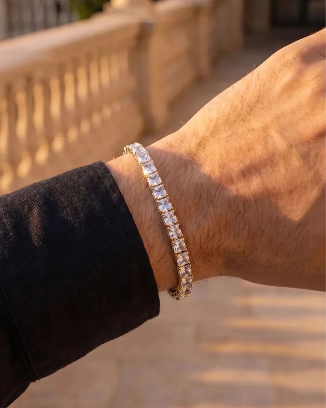 Square Tennis Bracelet | Quartz 18K Gold