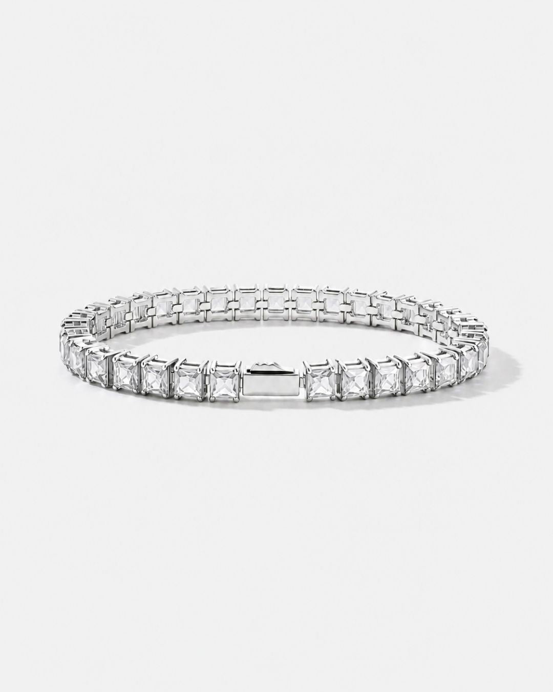 Square Tennis Bracelet 5mm | Quartz Silver