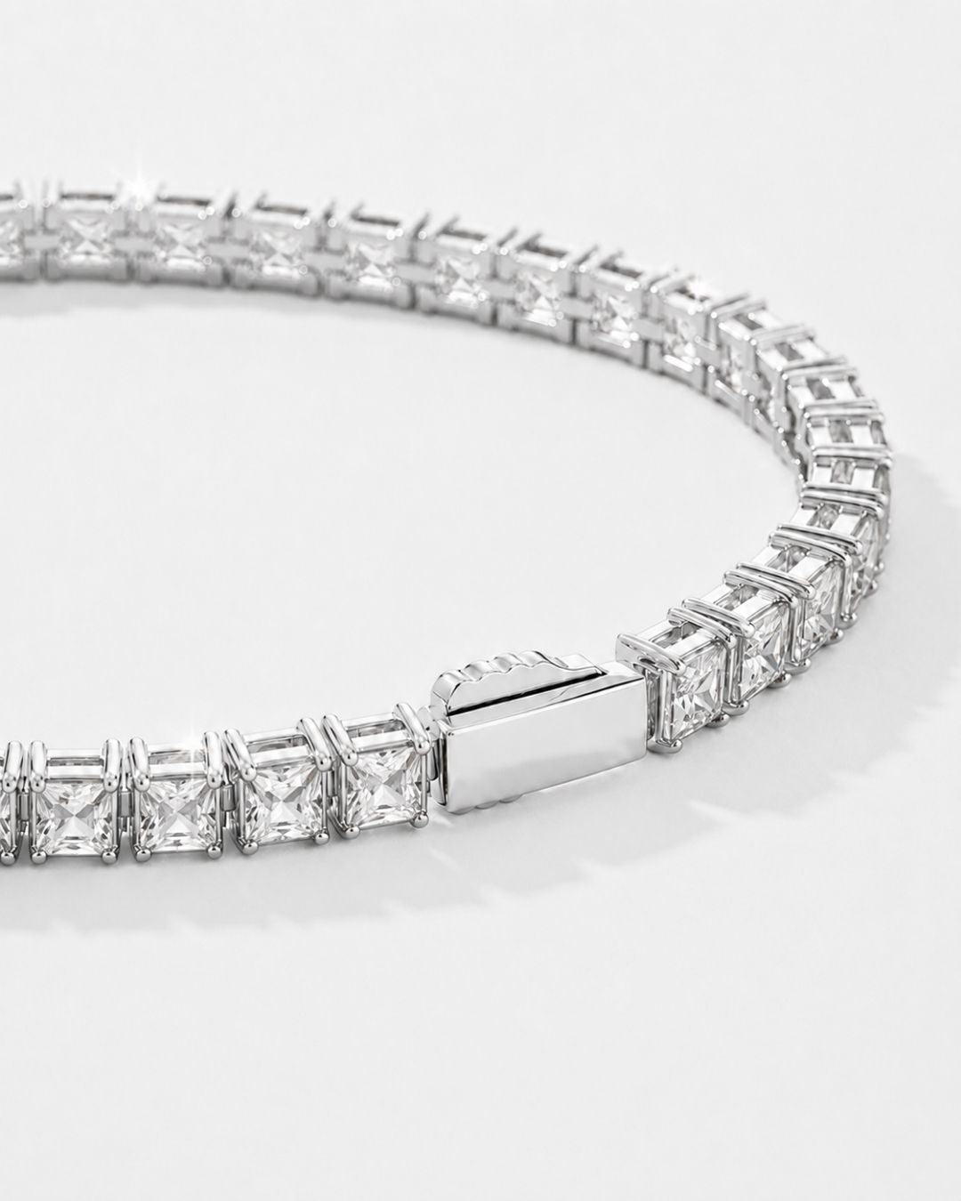 Square Tennis Bracelet | Quartz Silver
