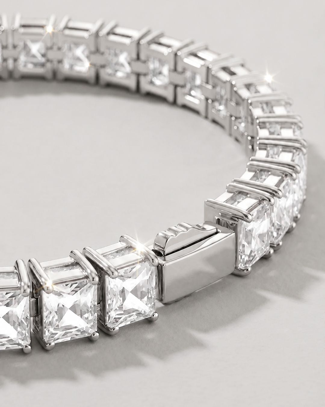 Square Tennis Bracelet 5mm | Quartz Silver