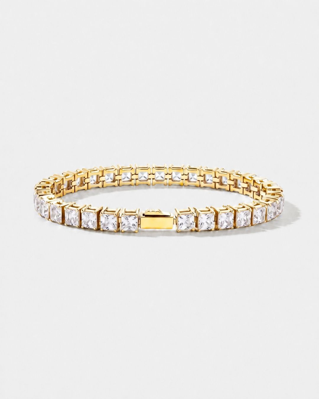 Square Tennis Bracelet 5mm | Quartz 18K Gold