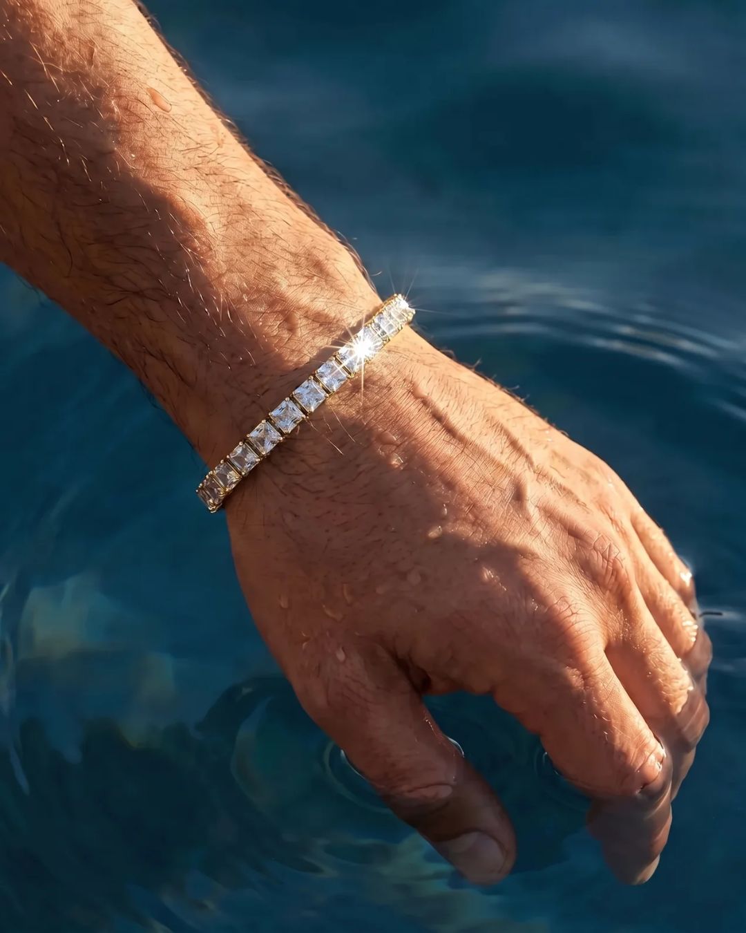 Square Tennis Bracelet | Quartz 18K Gold