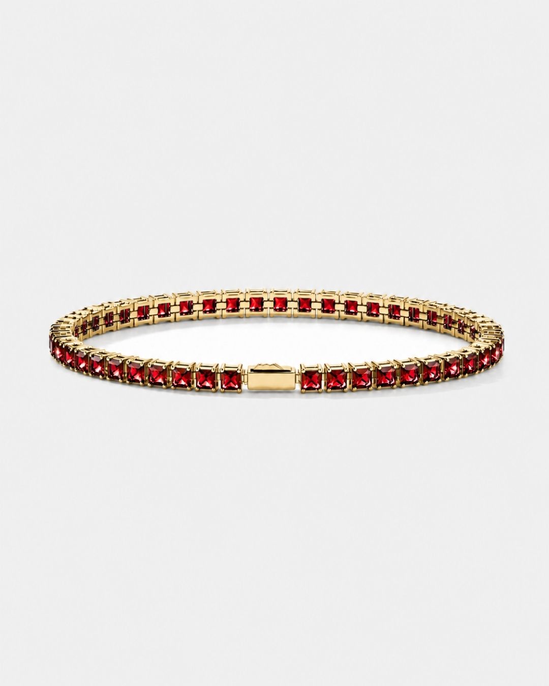 Square Tennis Bracelet | Ruby Red 18K Gold