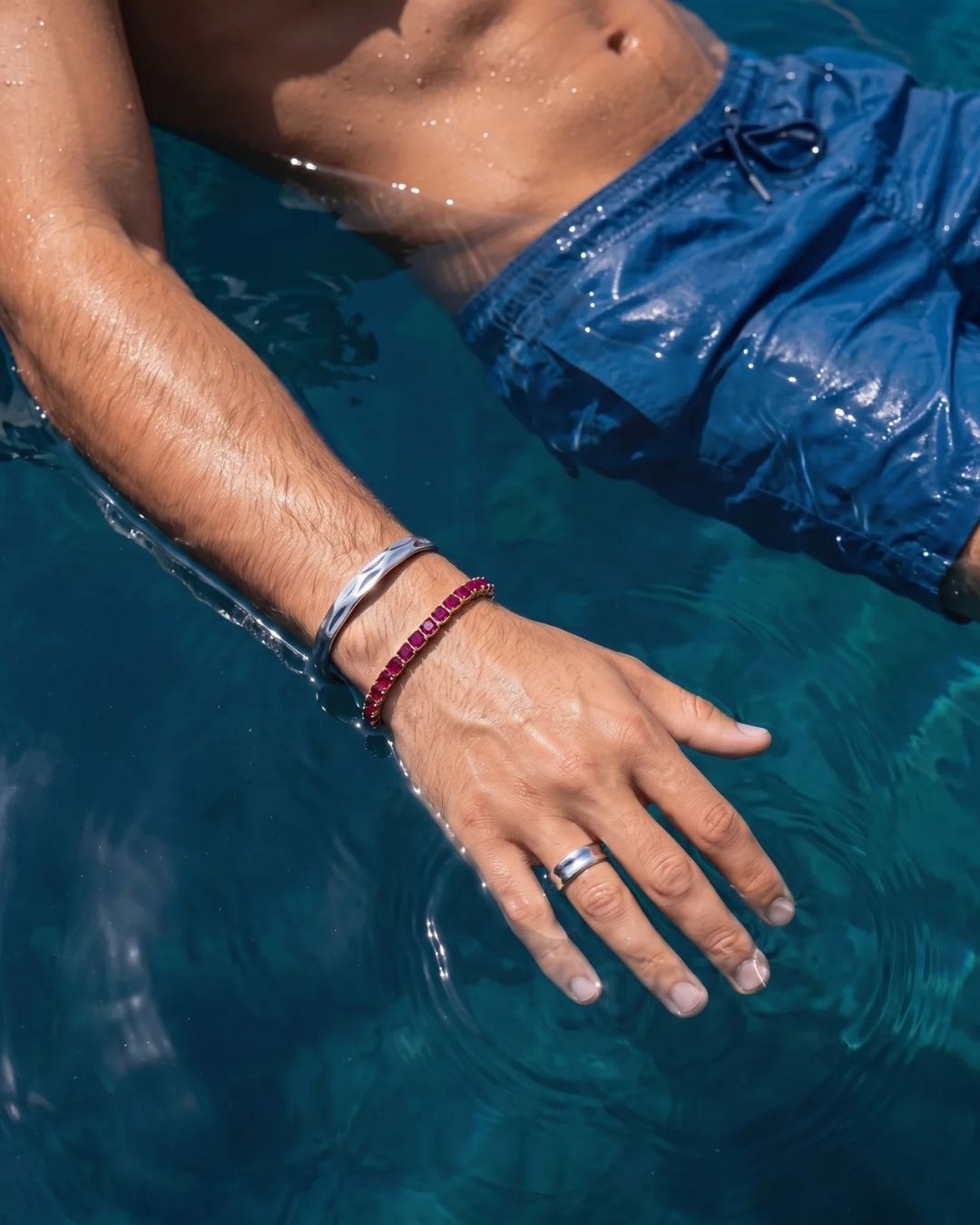 Square Tennis Bracelet | Ruby Red 18K Gold
