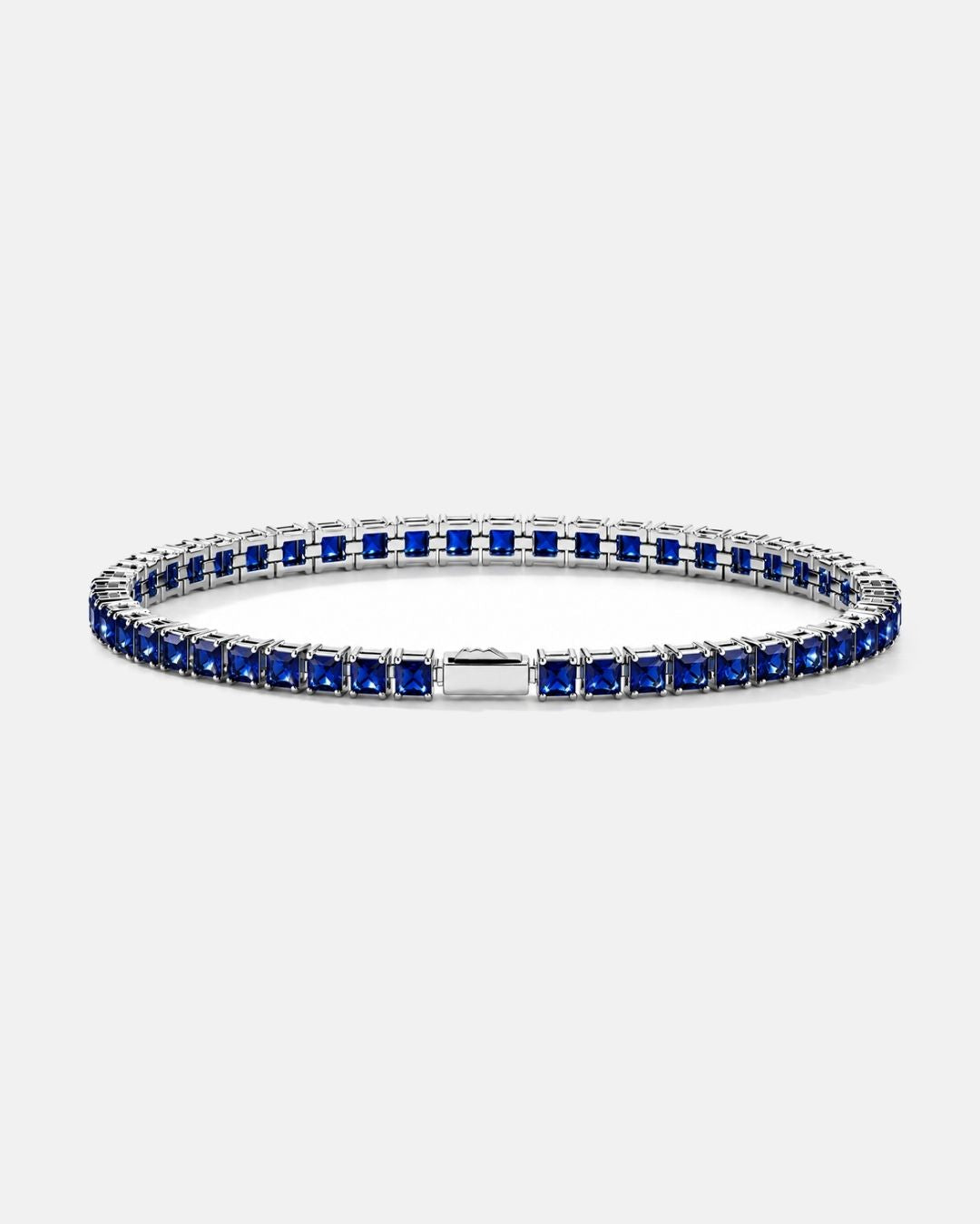 Square Tennis Bracelet | Sapphire Blue Silver