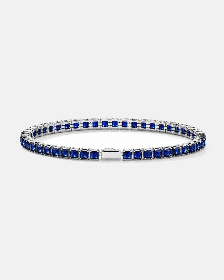 Square Tennis Bracelet | Sapphire Blue Silver