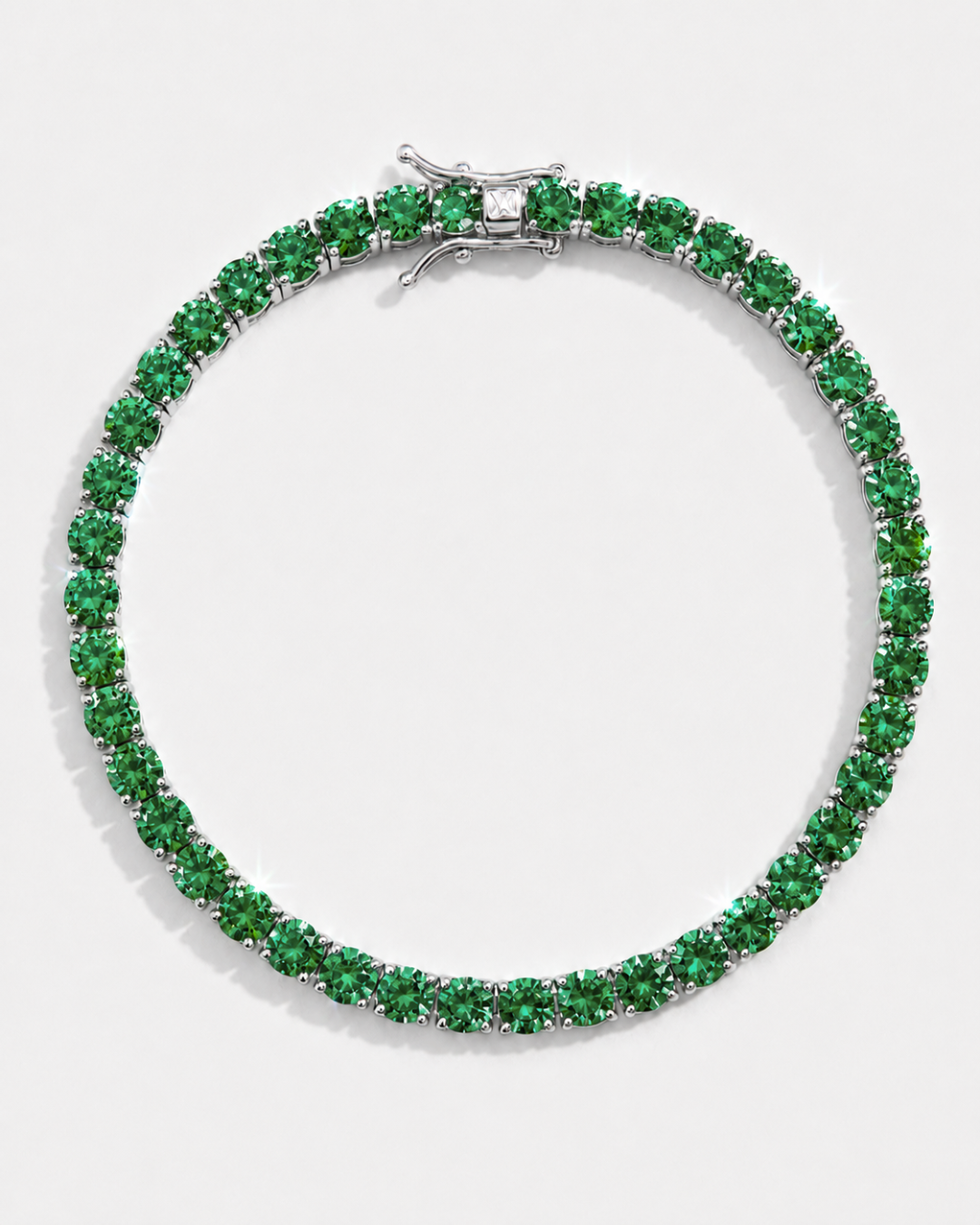 Tennis Bracelet | Emerald Green Silver