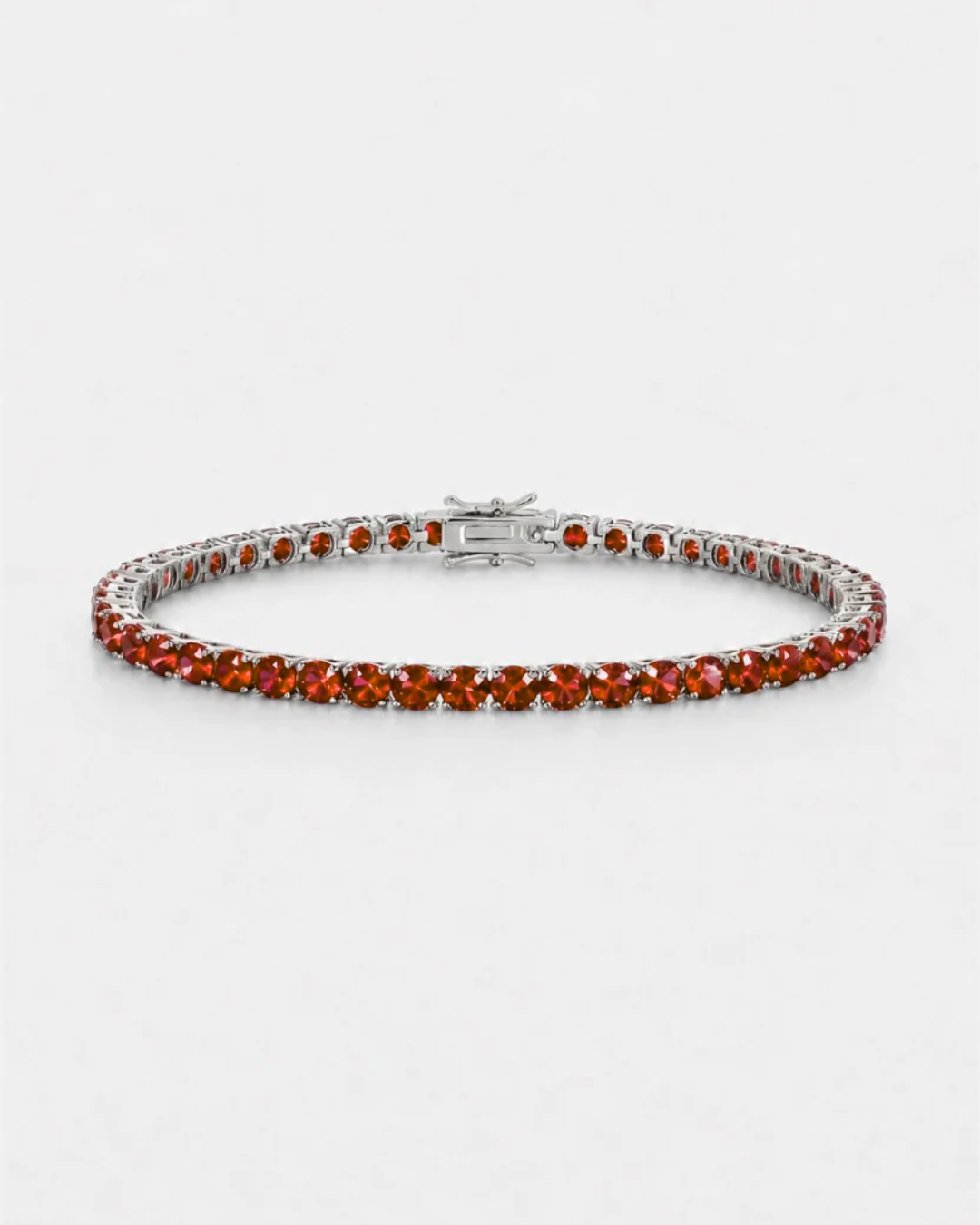 Tennis Bracelet | Ruby Red Silver