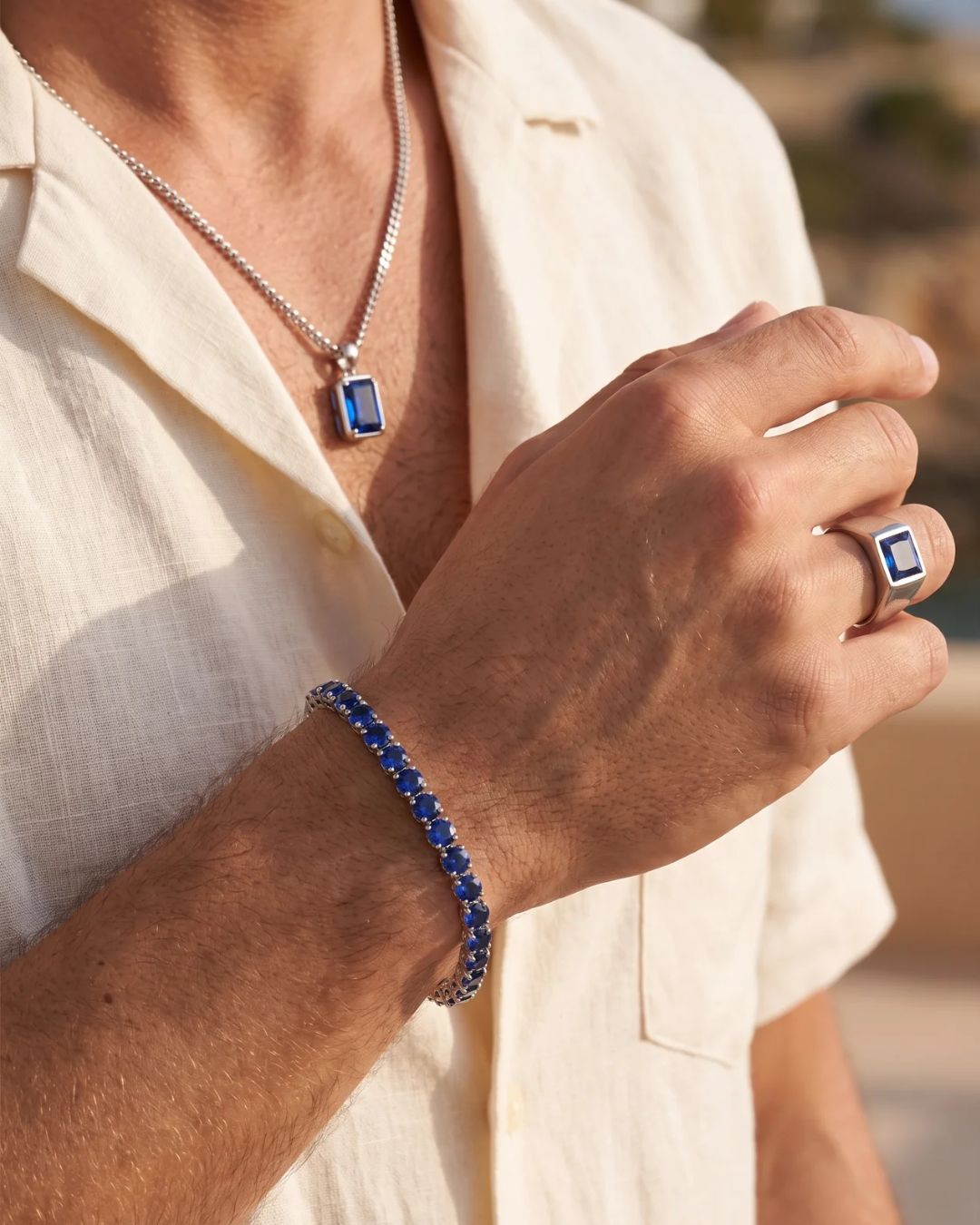 Tennis Bracelet | Sapphire Blue Silver