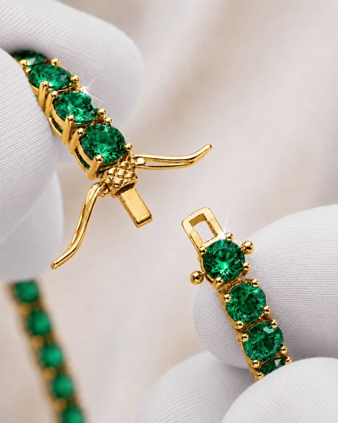 Tennis Bracelet | Emerald Green 14K Gold