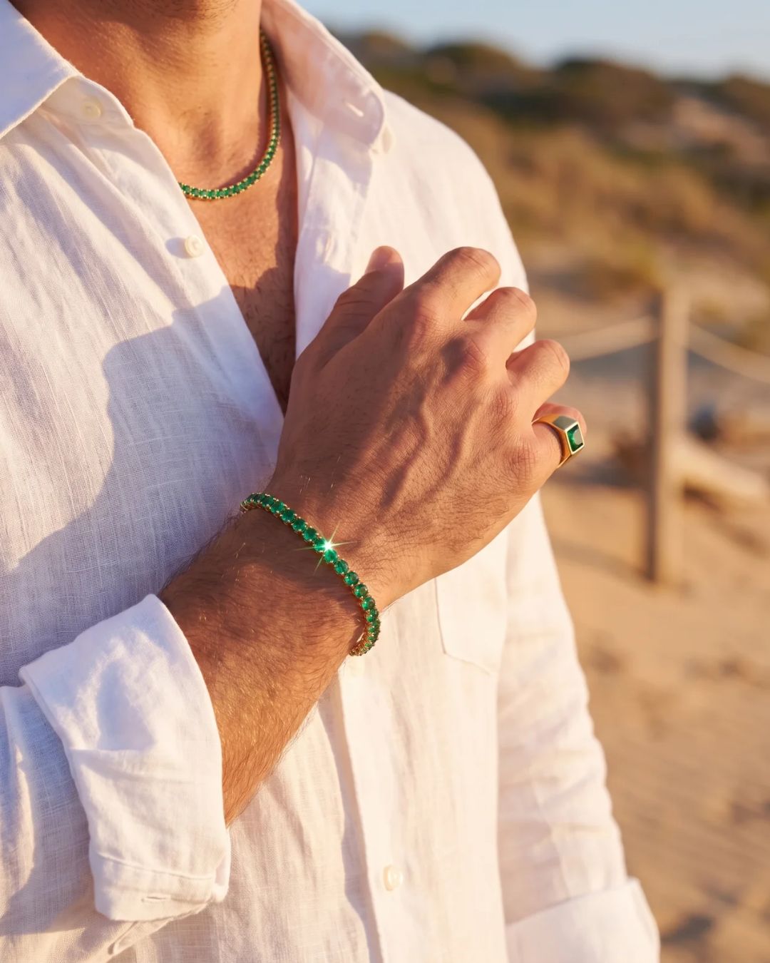 Tennis Bracelet | Emerald Green 14K Gold